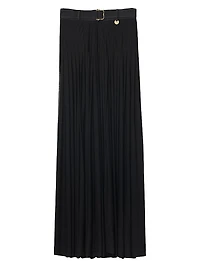 Belted Pleated Maxi Skirt