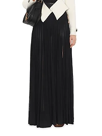Belted Pleated Maxi Skirt