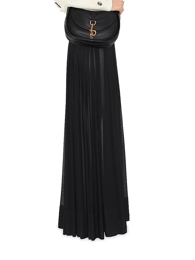Belted Pleated Maxi Skirt