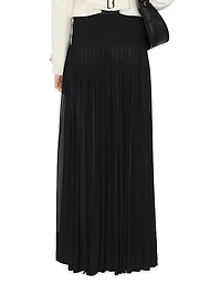 Belted Pleated Maxi Skirt