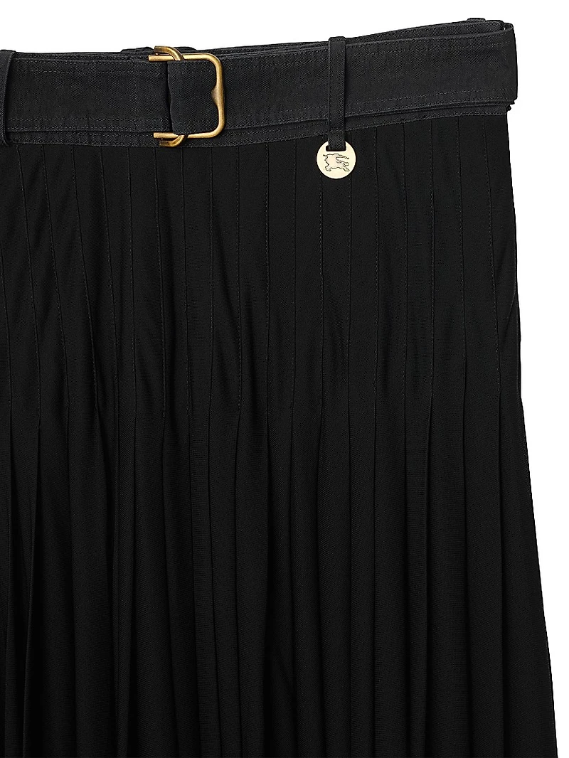 Belted Pleated Maxi Skirt