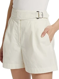 Belted Cotton Shorts