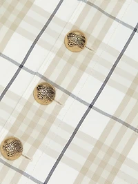 Check Cotton Button-Front Miniskirt