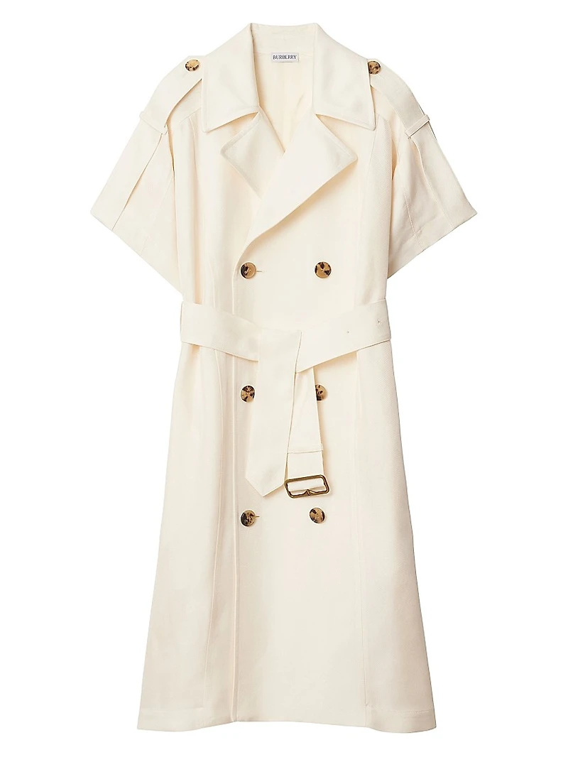 Tie-Waist Double-Breasted Trench Dress