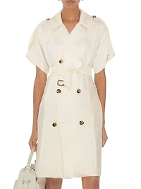 Tie-Waist Double-Breasted Trench Dress