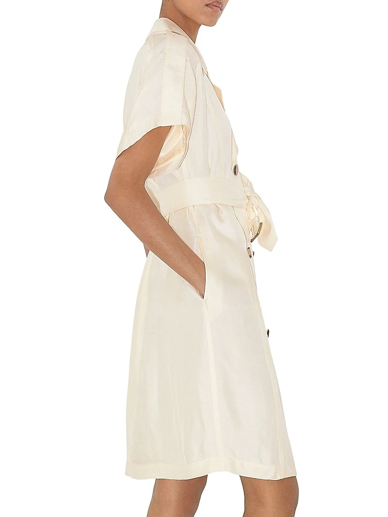 Tie-Waist Double-Breasted Trench Dress