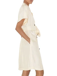 Tie-Waist Double-Breasted Trench Dress