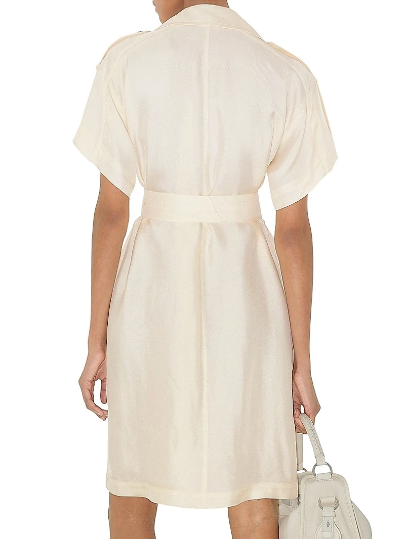 Tie-Waist Double-Breasted Trench Dress