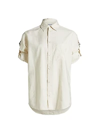 Logo Silk-Blend Buckle-Sleeve Shirt