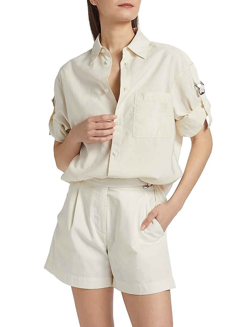 Logo Silk-Blend Buckle-Sleeve Shirt