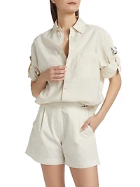 Logo Silk-Blend Buckle-Sleeve Shirt