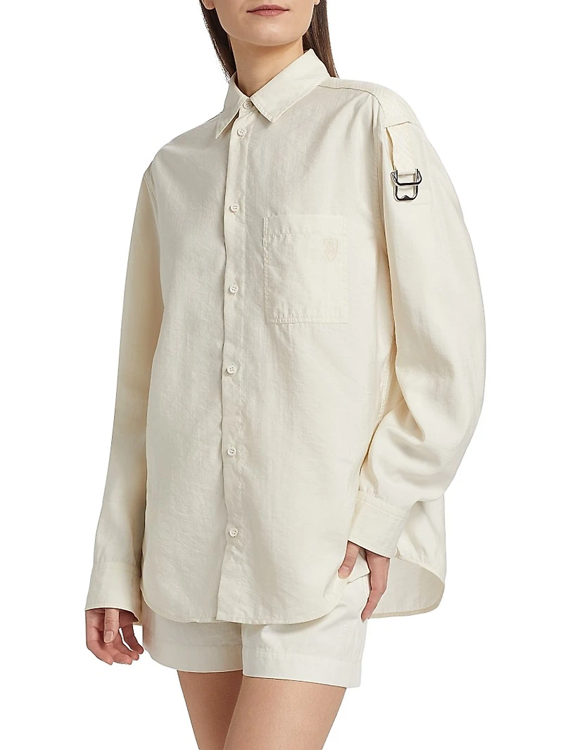 Logo Silk-Blend Buckle-Sleeve Shirt