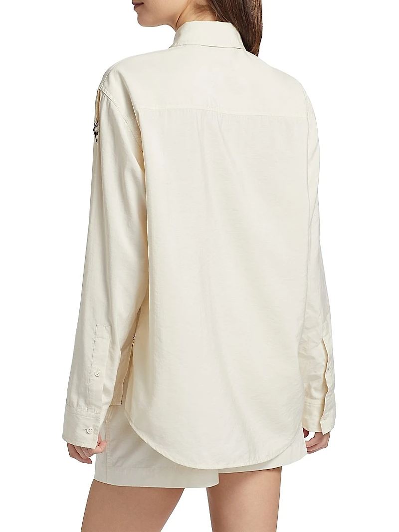 Logo Silk-Blend Buckle-Sleeve Shirt