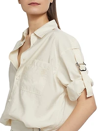 Logo Silk-Blend Buckle-Sleeve Shirt