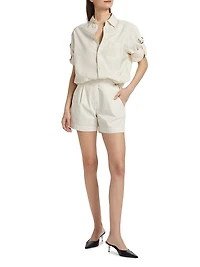 Logo Silk-Blend Buckle-Sleeve Shirt