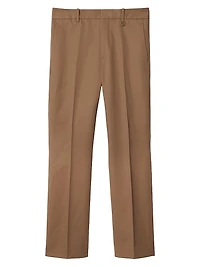 Pleated Cotton Straight-Leg Pants