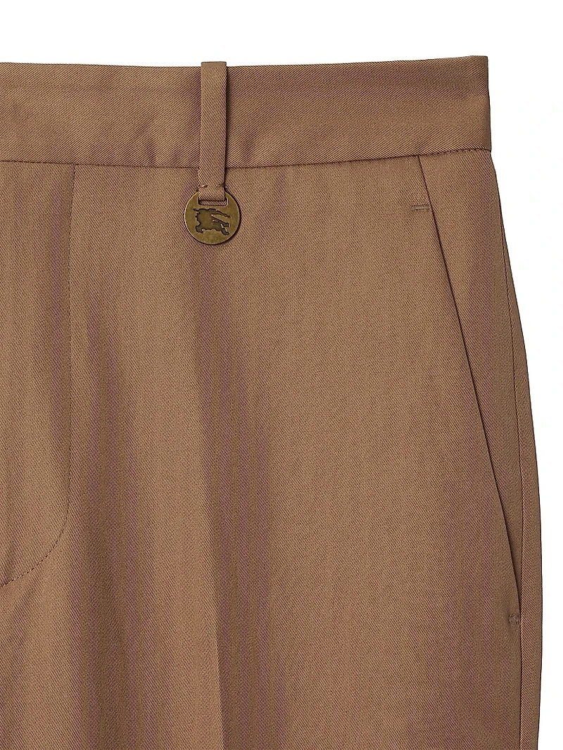 Pleated Cotton Straight-Leg Pants