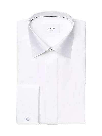 Slim-Fit Textured Fly-Front Formal Shirt