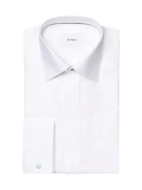 Slim-Fit Textured Fly-Front Formal Shirt