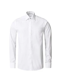 Slim-Fit Textured Fly-Front Formal Shirt