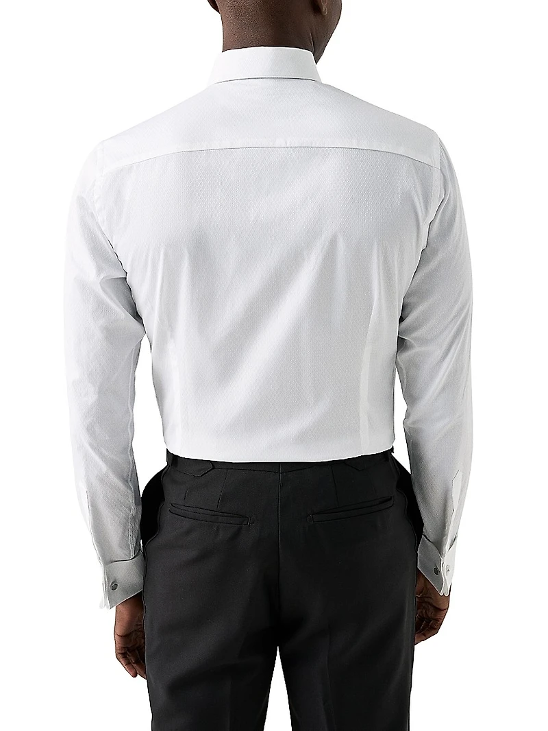 Slim-Fit Textured Fly-Front Formal Shirt