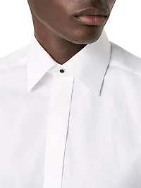 Slim-Fit Textured Fly-Front Formal Shirt