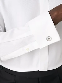 Slim-Fit Textured Fly-Front Formal Shirt