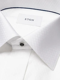 Slim-Fit Textured Fly-Front Formal Shirt