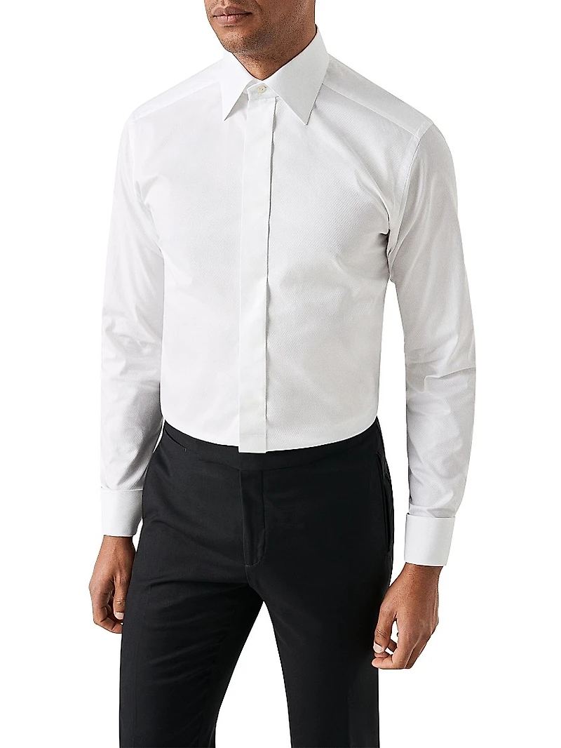 Jacquard Cotton Twill Contemporary-Fit Shirt