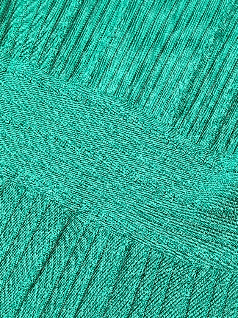 Pleated Knit V-Neck Midi-Dress