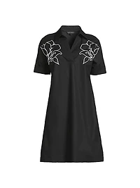 Floral-Embroidered Stretch-Cotton Minidress