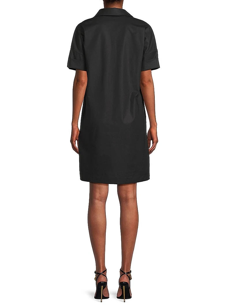 Floral-Embroidered Stretch-Cotton Minidress