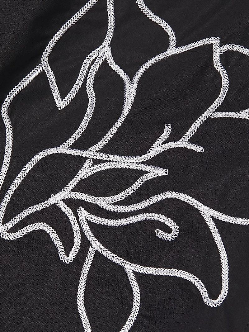 Floral-Embroidered Stretch-Cotton Minidress