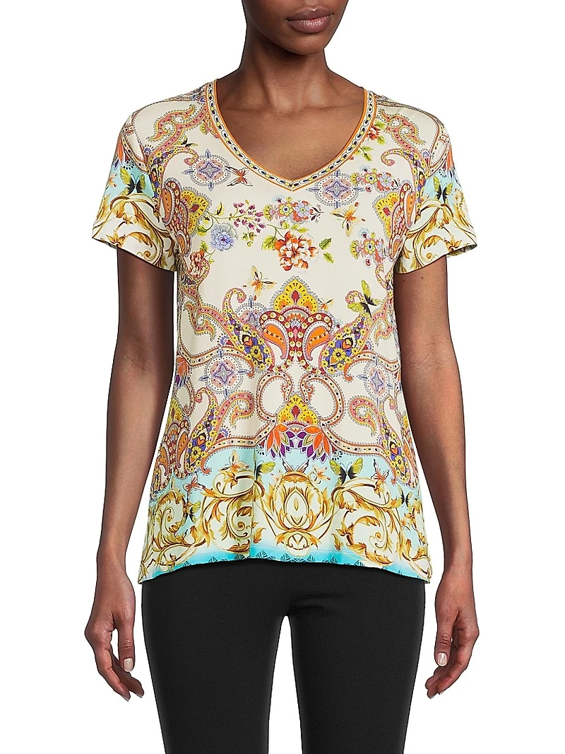 The Janie Favorite Printed V-Neck T-Shirt