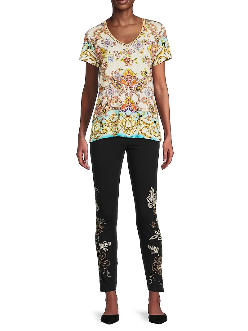 The Janie Favorite Printed V-Neck T-Shirt