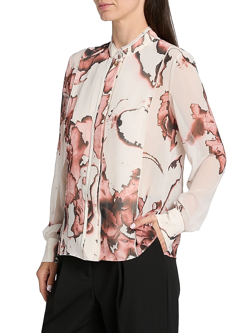 Burnt Floral Print Blouse