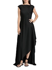 Asymmetric Satin Fit & Flare Gown