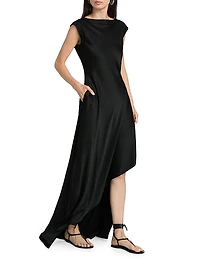Asymmetric Satin Fit & Flare Gown