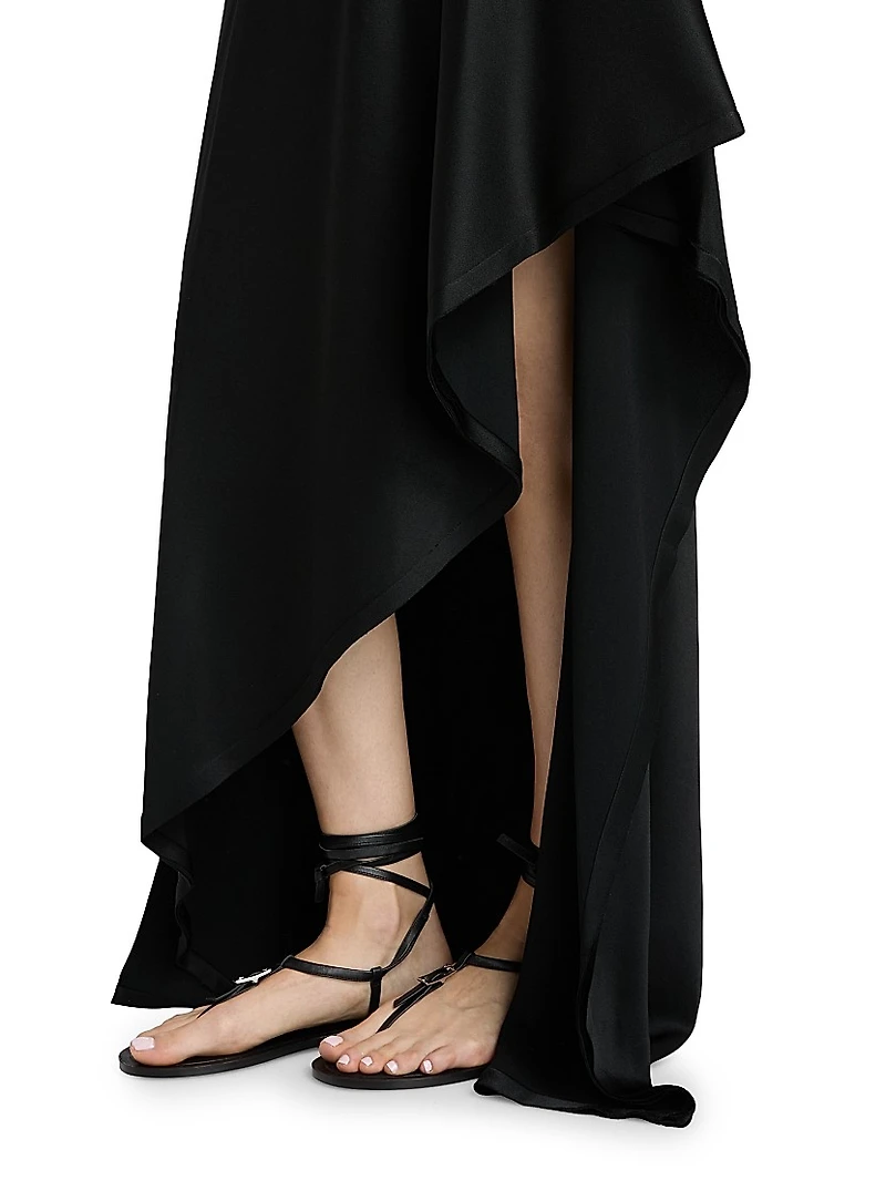 Asymmetric Satin Fit & Flare Gown
