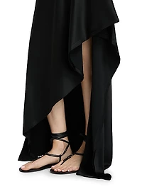 Asymmetric Satin Fit & Flare Gown