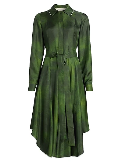 Smudged Canvas Silk Twill Shirtdress