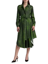 Smudged Canvas Silk Twill Shirtdress