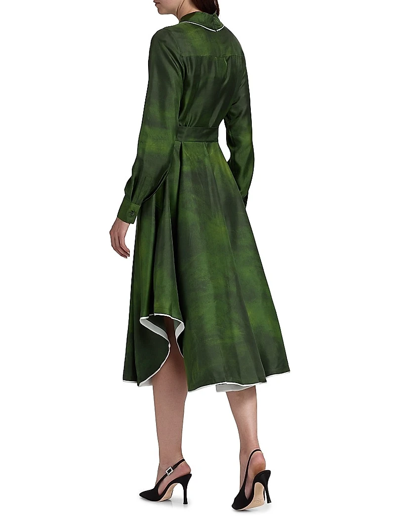 Smudged Canvas Silk Twill Shirtdress