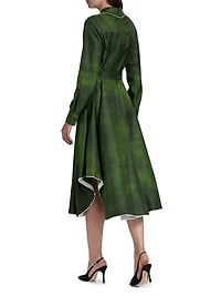 Smudged Canvas Silk Twill Shirtdress