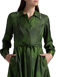 Smudged Canvas Silk Twill Shirtdress