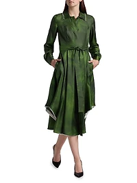 Smudged Canvas Silk Twill Shirtdress