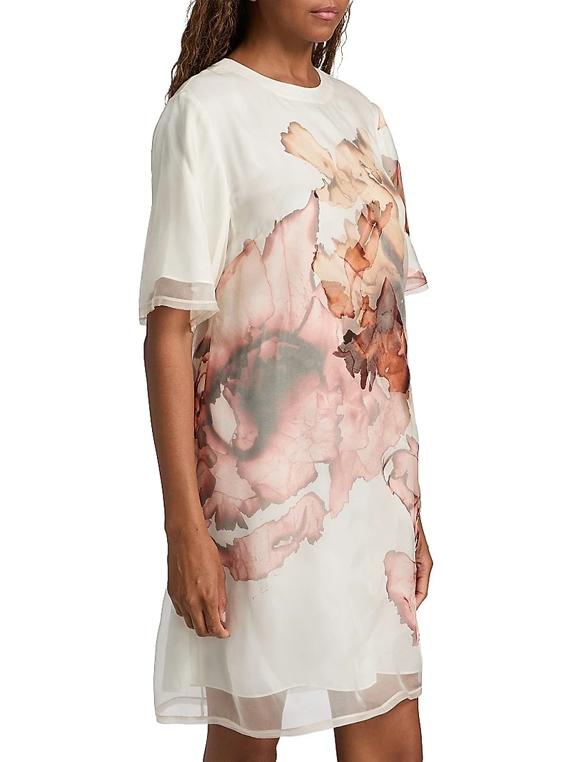 Printed Organza Shift Dress