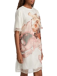 Printed Organza Shift Dress