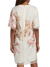 Printed Organza Shift Dress