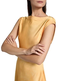 Smudged Canvas Asymmetric Midi-Dress